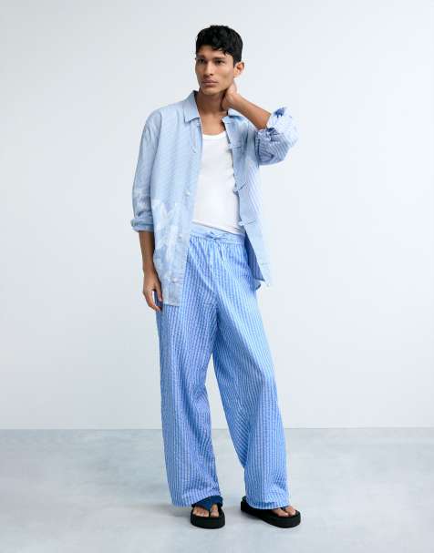 Desigual - Pantalones largos azules a rayas - view 1
