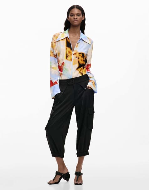 Desigual - Pantaloni capri cargo neri - view 1