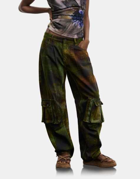 Desigual pantaloni cargo 100% cotone m. c. lacroix verde - view 1
