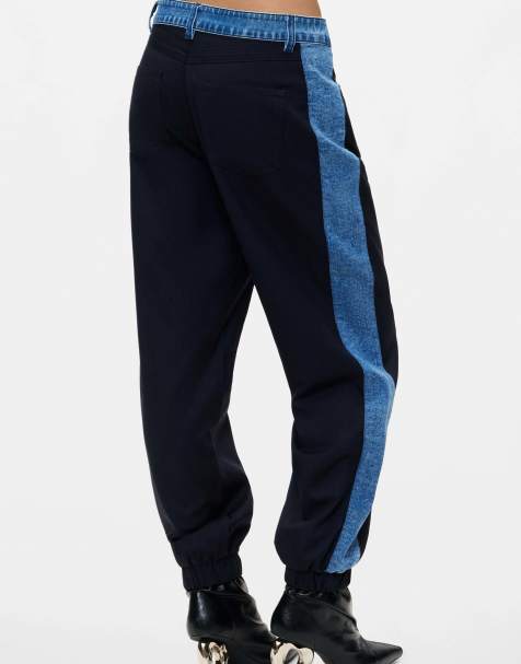 Desigual pantaloni jogger a contrasto blu - view 1