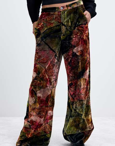 Desigual pantaloni lunghi in velluto m. c. lacroix rosa - view 1
