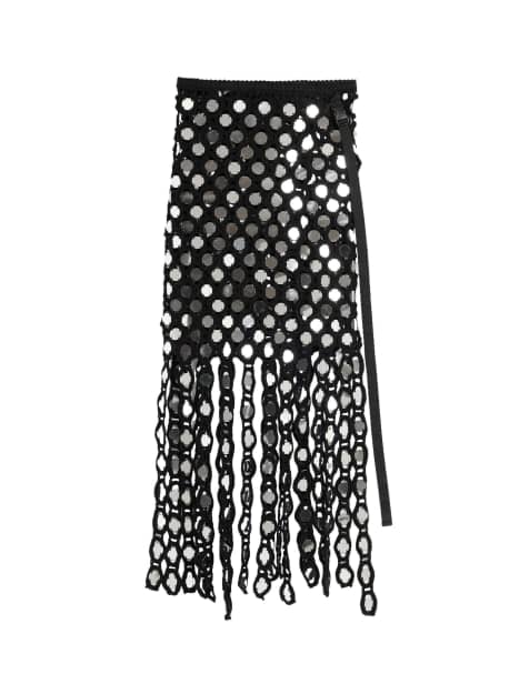 Desigual - Pareo all'uncinetto nero con paillettes - view 1