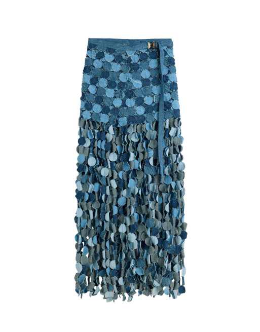 Desigual - Pareo blu con toppa in denim, 2 di 4