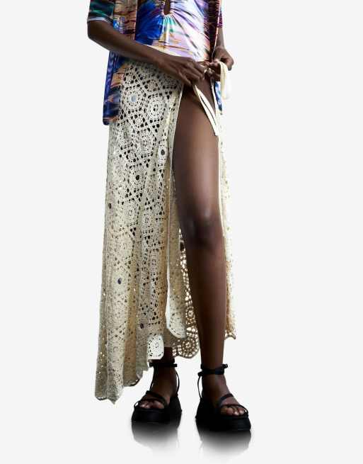 Desigual - Paréo long au crochet - Crème, 2 de 4