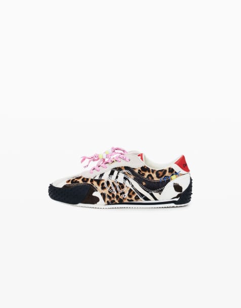 Desigual Patchwork animal print sneakers in black - view 1