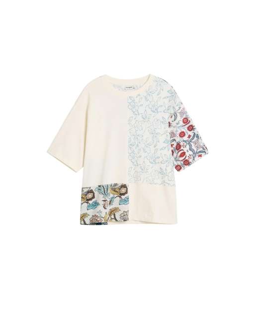 Desigual Patchwork t-shirt in white - CREAM, 4 of 4