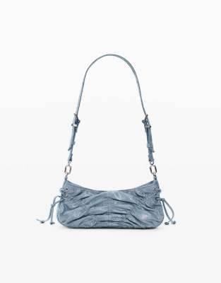 Desigual - Petit sac à main en denim froncé - Bleu