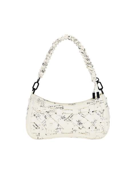 Desigual - Petit sac tressé avec inscription - Blanc - view 1
