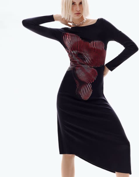 Desigual Pixelated midi dress in black - view 1