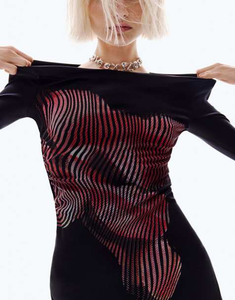 Desigual Pixelated midi dress in black