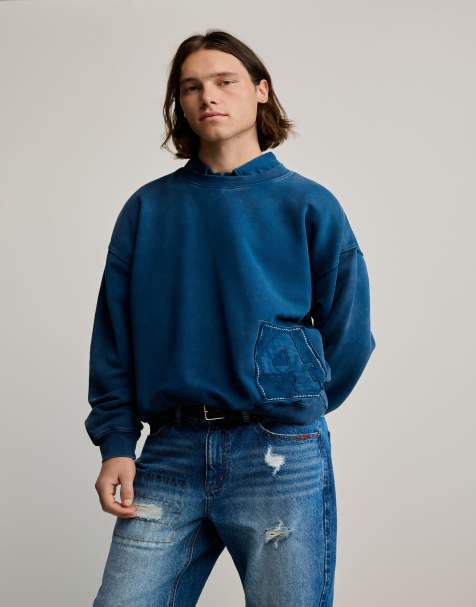Desigual Plain sweatshirt logo in blue - LBLUE - view 1