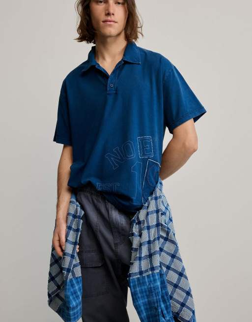 Desigual – Polo-T-Shirt in Blau mit Detail, 3 von 4