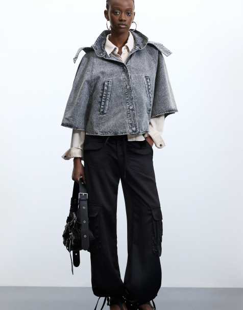 Desigual Poncho denim 100% cotton in grey - view 1