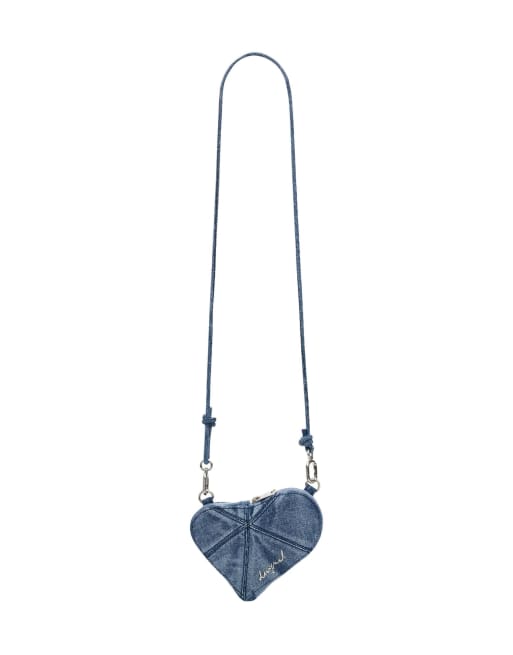 Desigual - Portafoglio a tracolla blu piccolo a cuore, 3 di 4