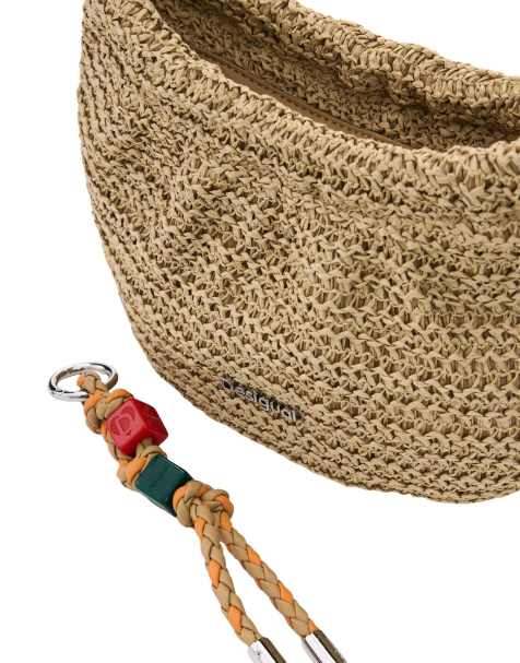 Desigual - Portafoglio a tracolla ovale beige con ciondoli - view 1