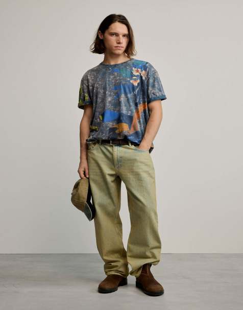 Desigual Printed arty t-shirt in blue - LBLUE