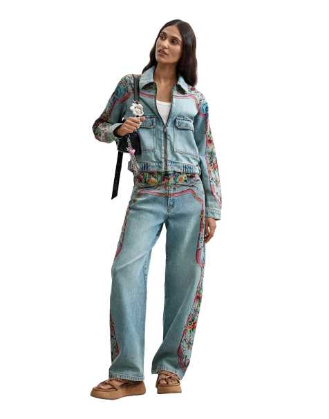 Desigual Printed balloon jeans in blue - view 1