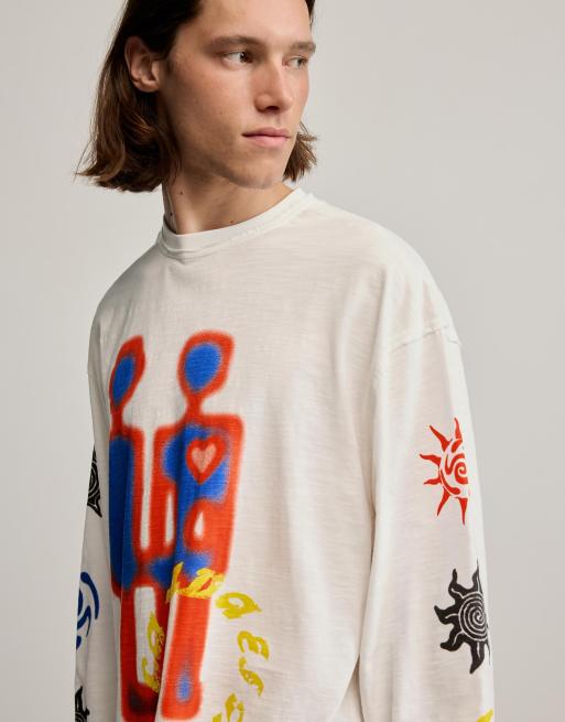 Desigual Printed cotton t-shirt in white, 3 of 4