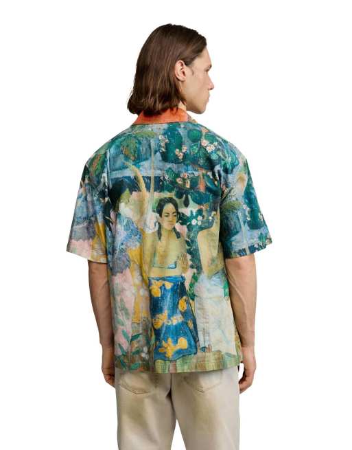Desigual Printed gaugin shirt in orange, 2 of 4