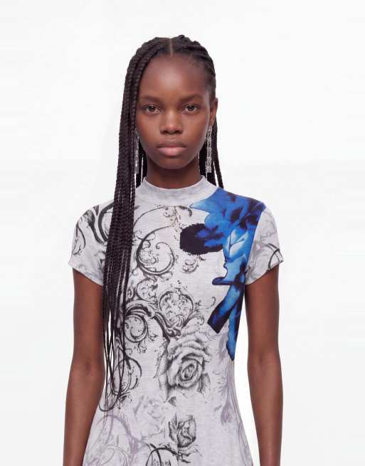 Desigual Printed halter midi dress in gray, 3 of 3