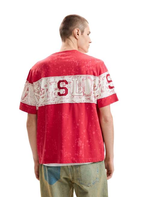 Desigual Printed knit t-shirt in red - RED, 2 of 4
