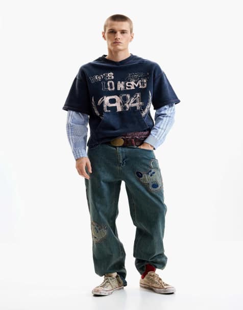 Desigual Printed long-sleeve sweatshirt in blue - LBLUE - view 1