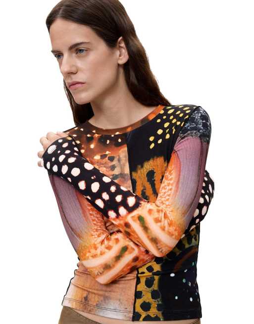 Desigual Printed long sleeve t-shirt in multicolored - MULTI, 3 of 4