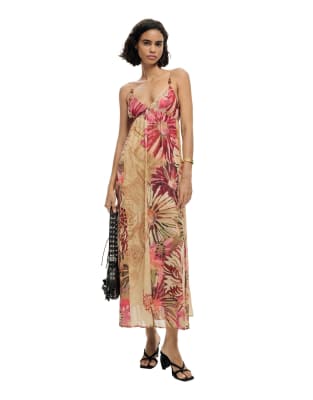 Desigual Printed Maxi Dress In Pink