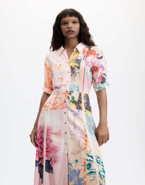 Desigual Printed maxi dress in pink