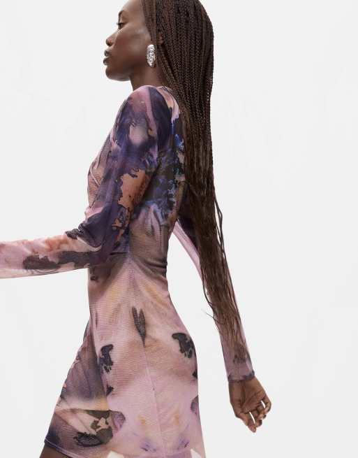Desigual Printed maxi-sleeve dress in pink, 3 of 3