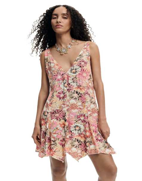 Desigual Printed midi dress in pink