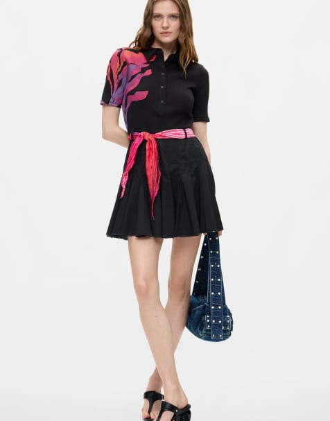 Desigual Printed short dress in black - view 1