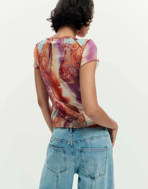Desigual Printed short sleeve t-shirt in pink, 2 of 4