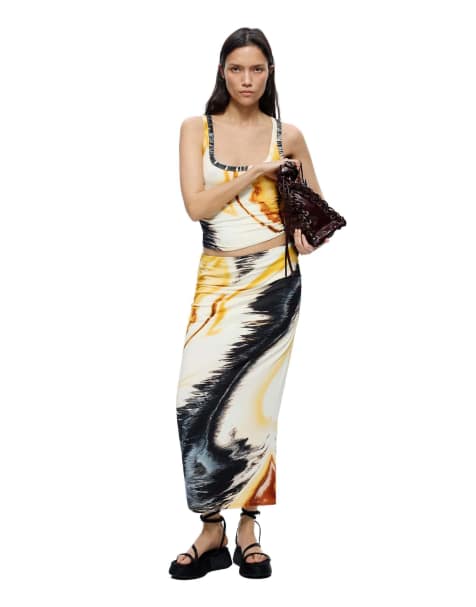 Desigual Printed strappy top in yellow - view 1