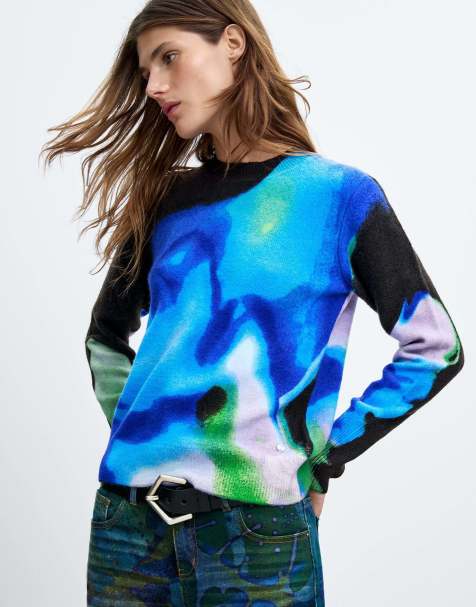 Desigual Printed sweater m. c. lacroix in blue - view 1