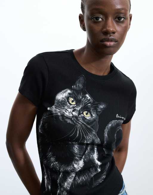 Desigual Printed t-shirt 100% cotton in black, 3 of 4