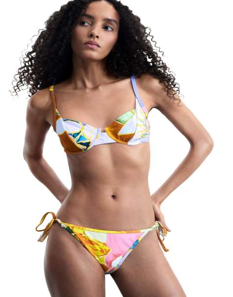 Desigual Printed triangle bikini in orange - view 1