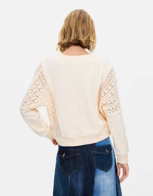 Desigual pull 100 % coton blanc, 2 de 4