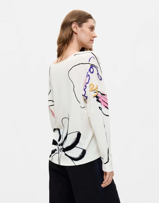 Desigual pull fin imprimé blanc, 3 de 4