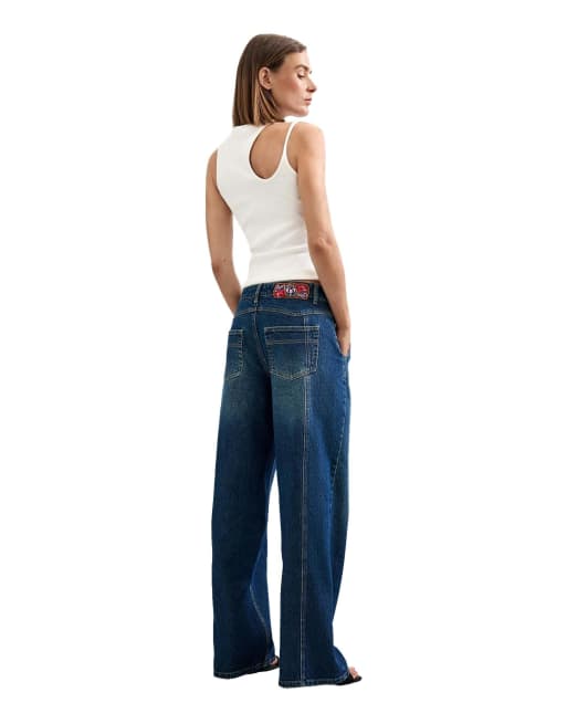 Desigual regular jeans in blauw, 4 van 4