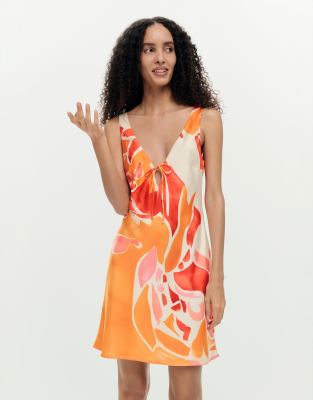 Robe à bretelles avec pétales - Orange XS