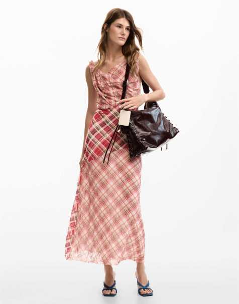 Desigual - Robe à carreaux écossais avec bretelles - Rouge - view 1