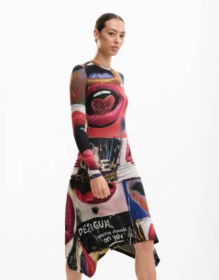 Robe à imprimé bouches - Noir XL