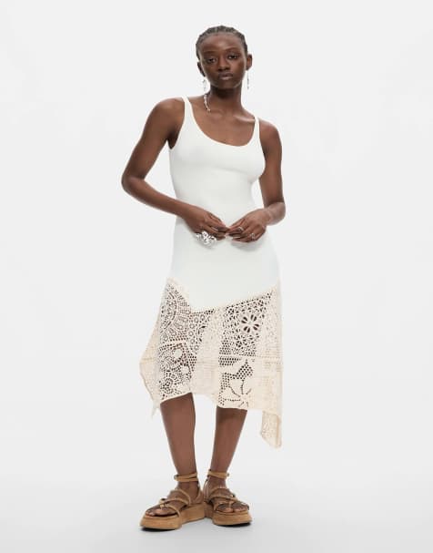 Desigual robe asymétrique en crochet blanche - view 1