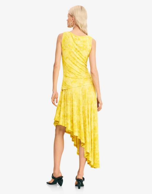 Desigual - Robe asymétrique imprimée - Jaune, 2 de 4