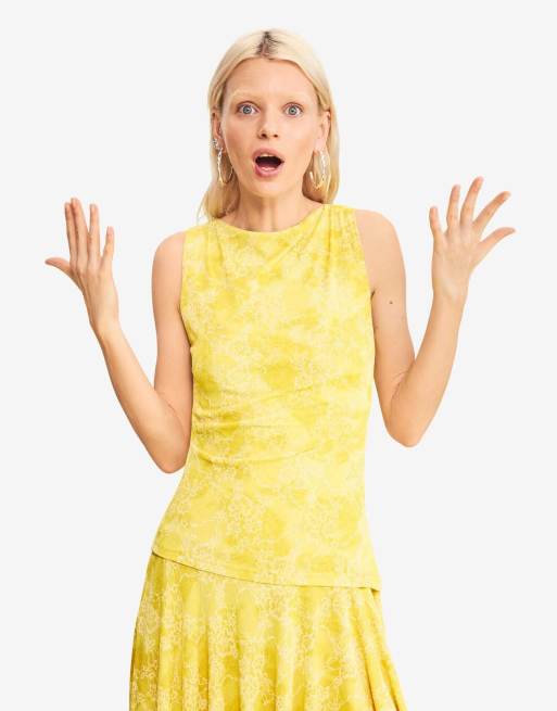 Desigual - Robe asymétrique imprimée - Jaune, 3 de 4