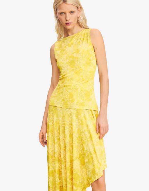 Desigual - Robe asymétrique imprimée - Jaune, 4 de 4
