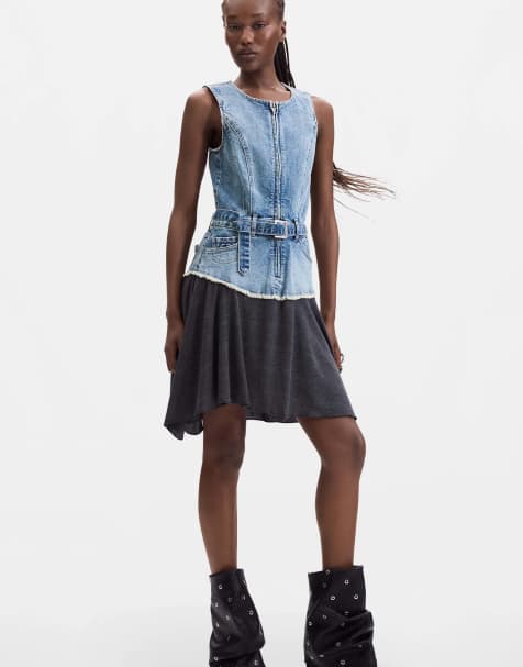 Desigual robe en jean sans manches 100 % coton bleue - view 1