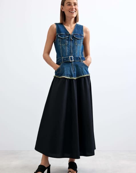 Desigual Robe en jean sans manches bleue - view 1