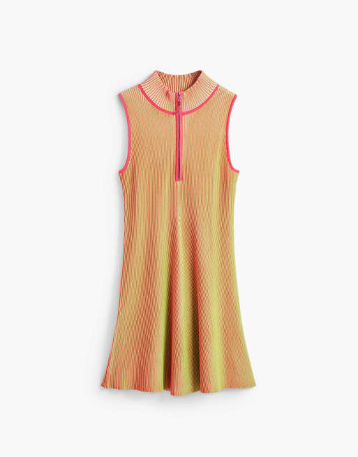 Desigual robe en maille irisée zippée jaune, 2 de 3